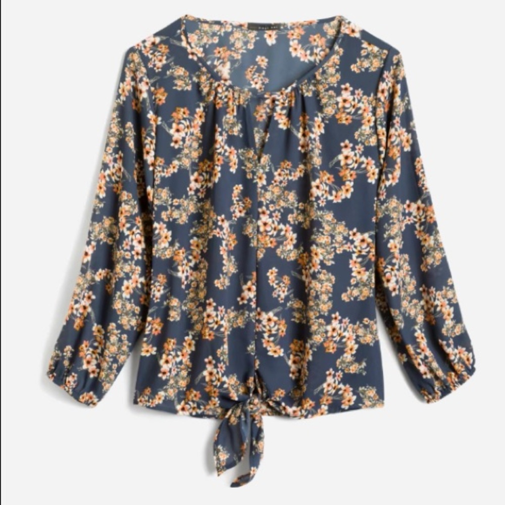 Floral tie front blouse